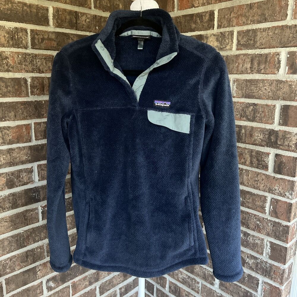 Patagonia Women's Re-Tool Snap-T Pullover Fleece Navy Large Polartec Thermal